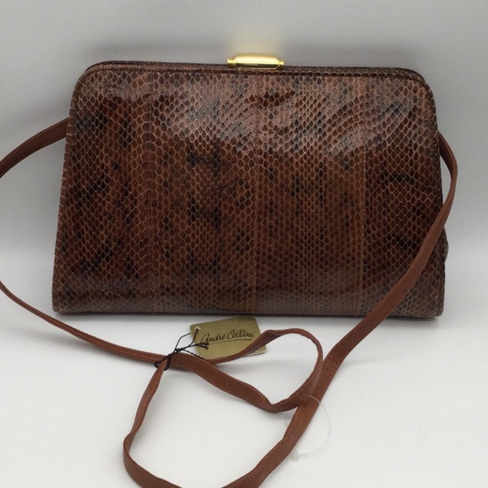 Andre Cellini VTG Leather Snake Crossbody Bag